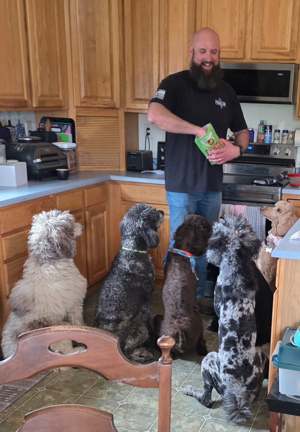 The household pack in the kitchen, Belgrade Montana